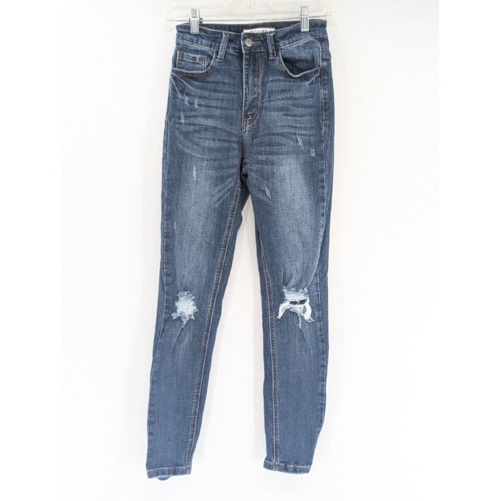 Dogma Distressed Slim Fit Skinny Dark Wash High Rise Denim Jeans JRs Size 3